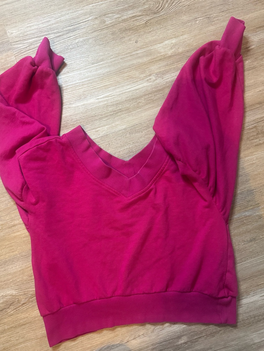 Hot Pink V-Neck Pullover Sweatshirt